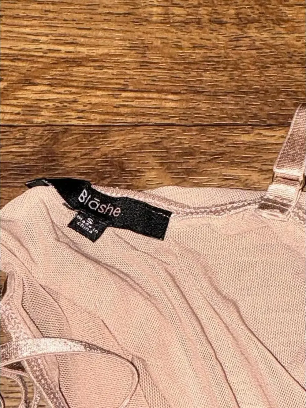 Blashe Pink Lace and Mesh Bodysuit Small